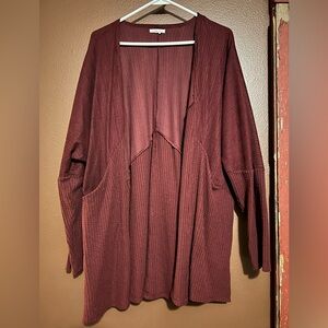 Maurices Deep Red Open Front Cardigan with pockets size xl